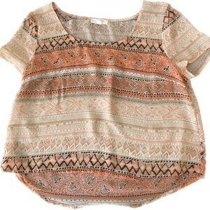 Women's Peach and Beige Patterned Top